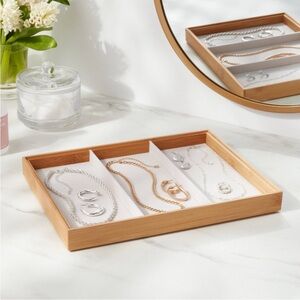 Brightroom Stackable Bamboo Divided Accessory Tray - New in Package